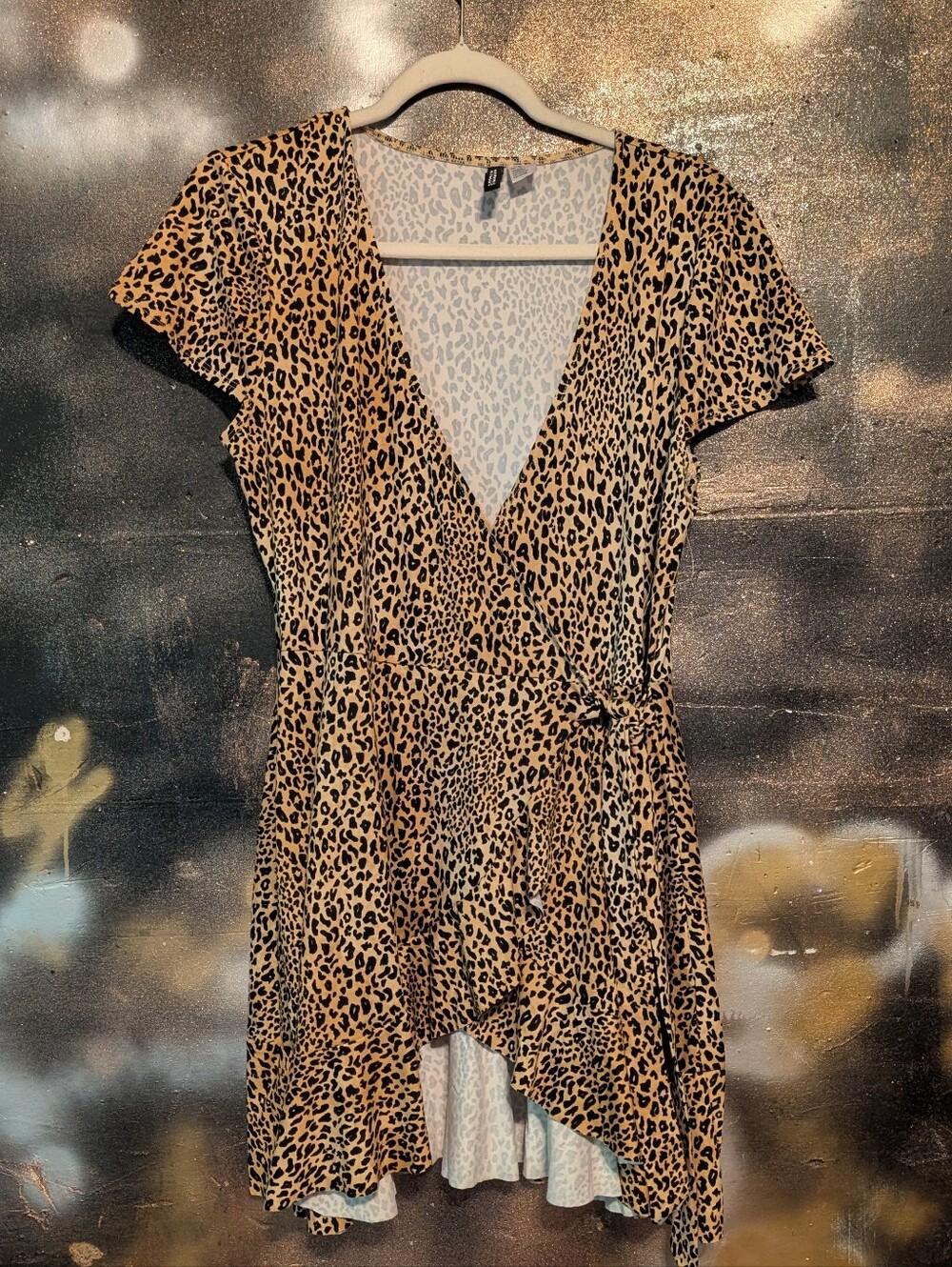 H&M Leopard Print Wrap Tunic in Tan and Black